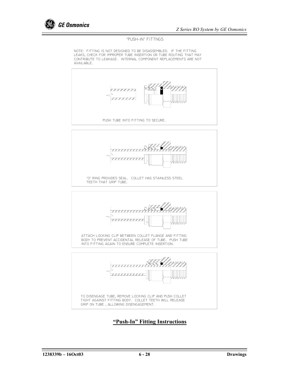 Push-in” fitting instructions | GE Z-14400 User Manual | Page 112 / 128