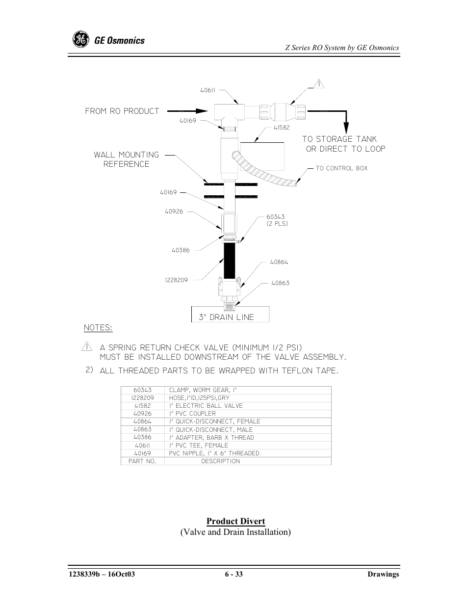 Product divert (valve and drain installation) | GE Z-14400 User Manual | Page 117 / 128