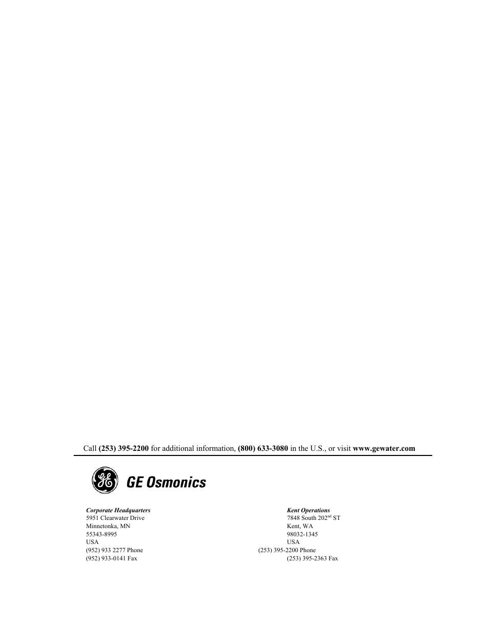 Corporate headquarterskent operations | GE Z-14400 User Manual | Page 128 / 128