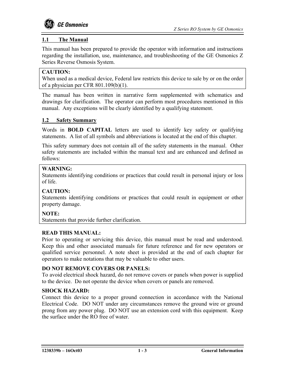 GE Z-14400 User Manual | Page 9 / 128