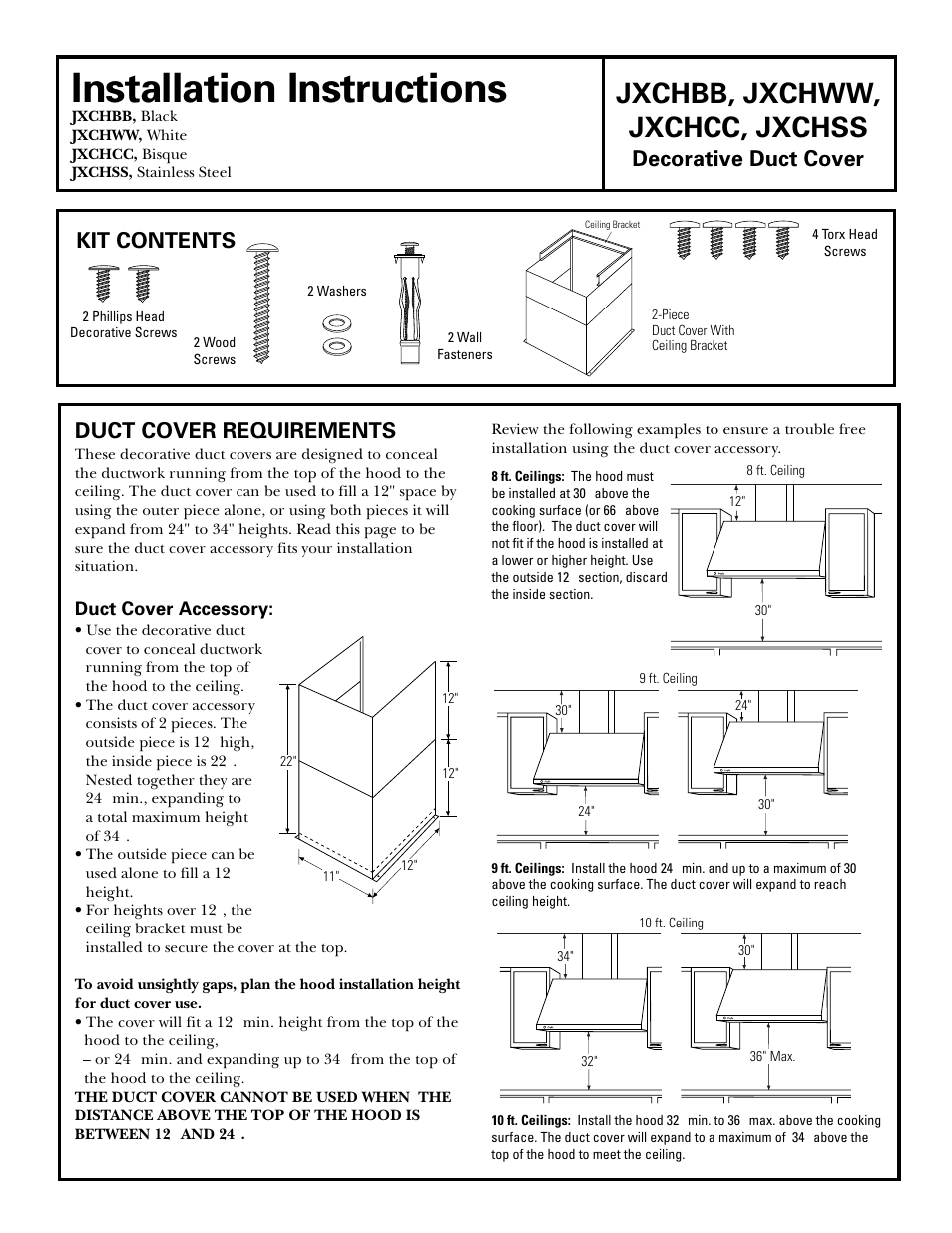 GE JXCHSS User Manual | 2 pages