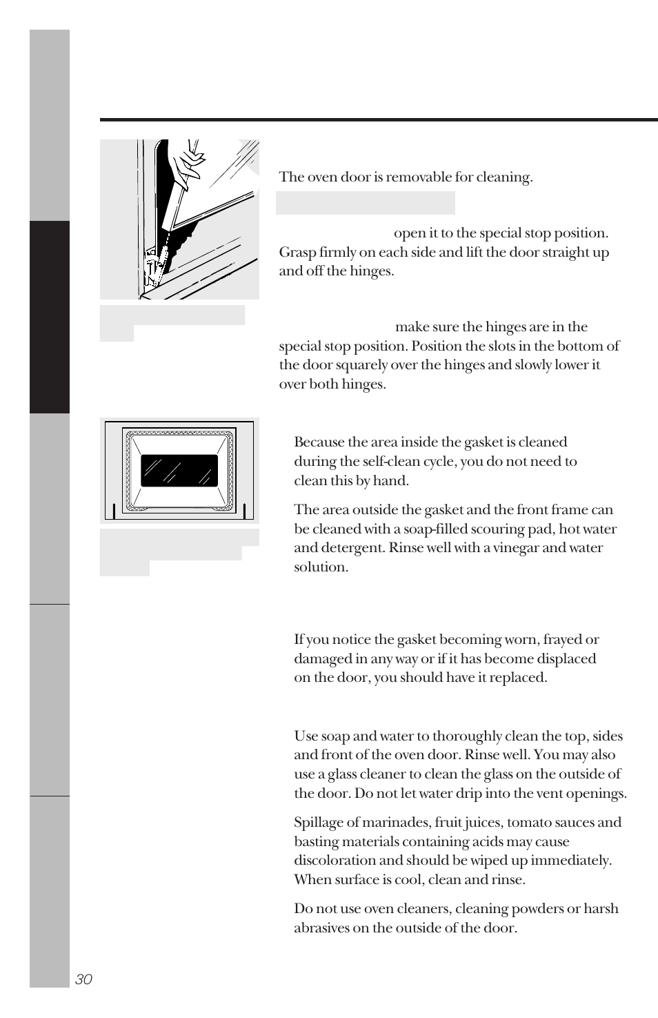 Care and cleaning of the range | GE 164D3333P034 User Manual | Page 30 / 56