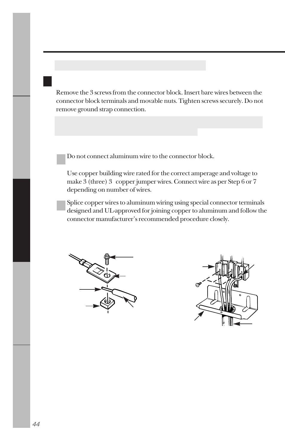 Ba 6, Installation of the range | GE 164D3333P034 User Manual | Page 44 / 56