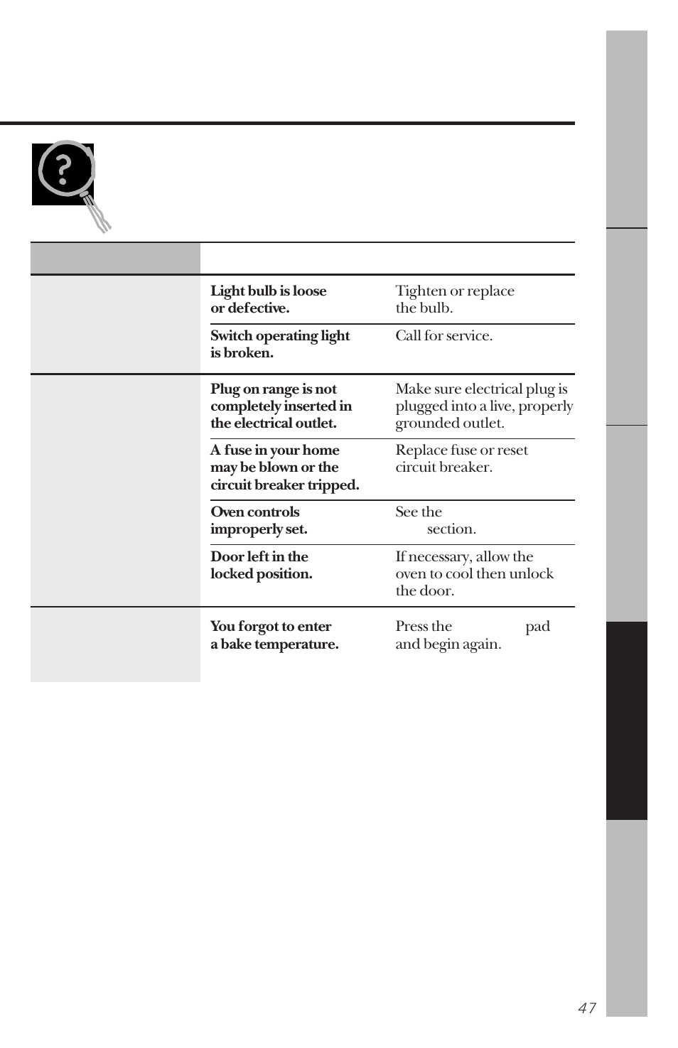 Before you call for service, Before you call for service –54 | GE 164D3333P034 User Manual | Page 47 / 56