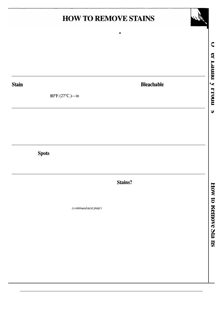 Stains, The case of the “invisible” stain, Once these become visible, how can you remove them | How can you prevent these “after-you-wash | GE WA8616R User Manual | Page 19 / 28