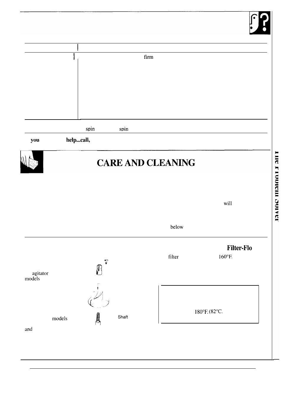 Care and cleaning, Agitator, Limestone buildup ,25 | Storage and vacation tips, User maintenance instructions, How to remove the agitator | GE WA8616R User Manual | Page 25 / 28