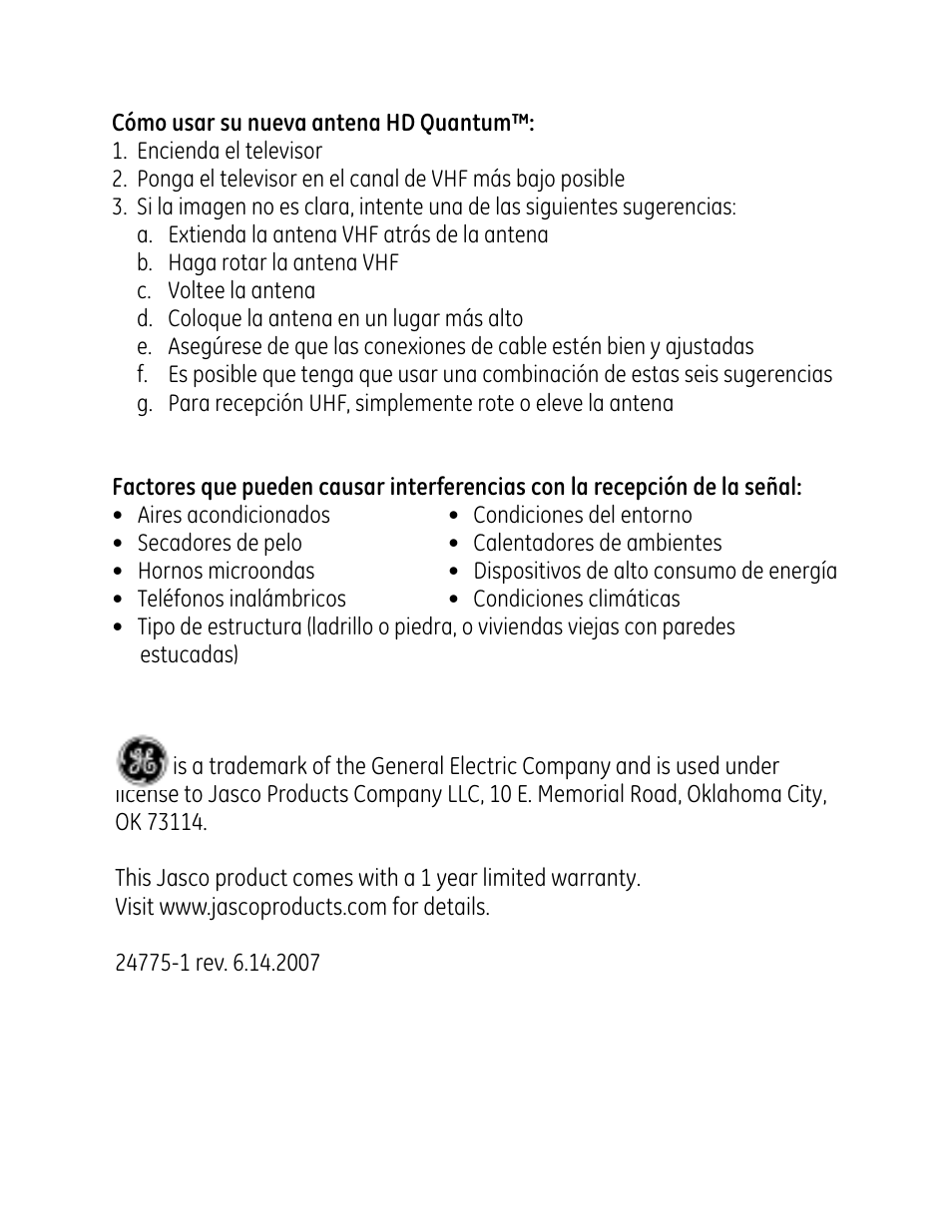 GE Amplified Quantum Antenna User Manual | Page 4 / 4