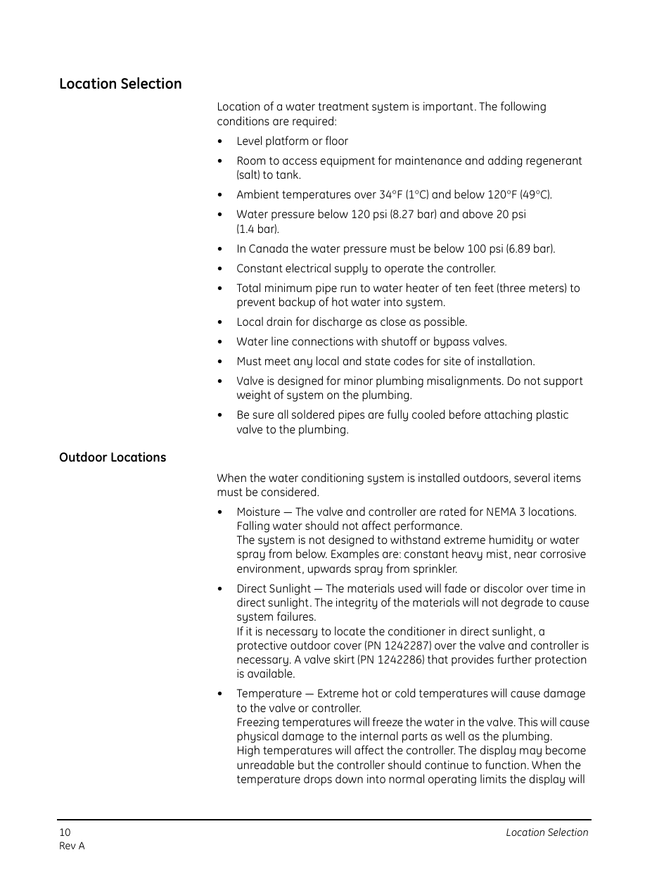 Location selection, Outdoor locations | GE 263 User Manual | Page 10 / 44