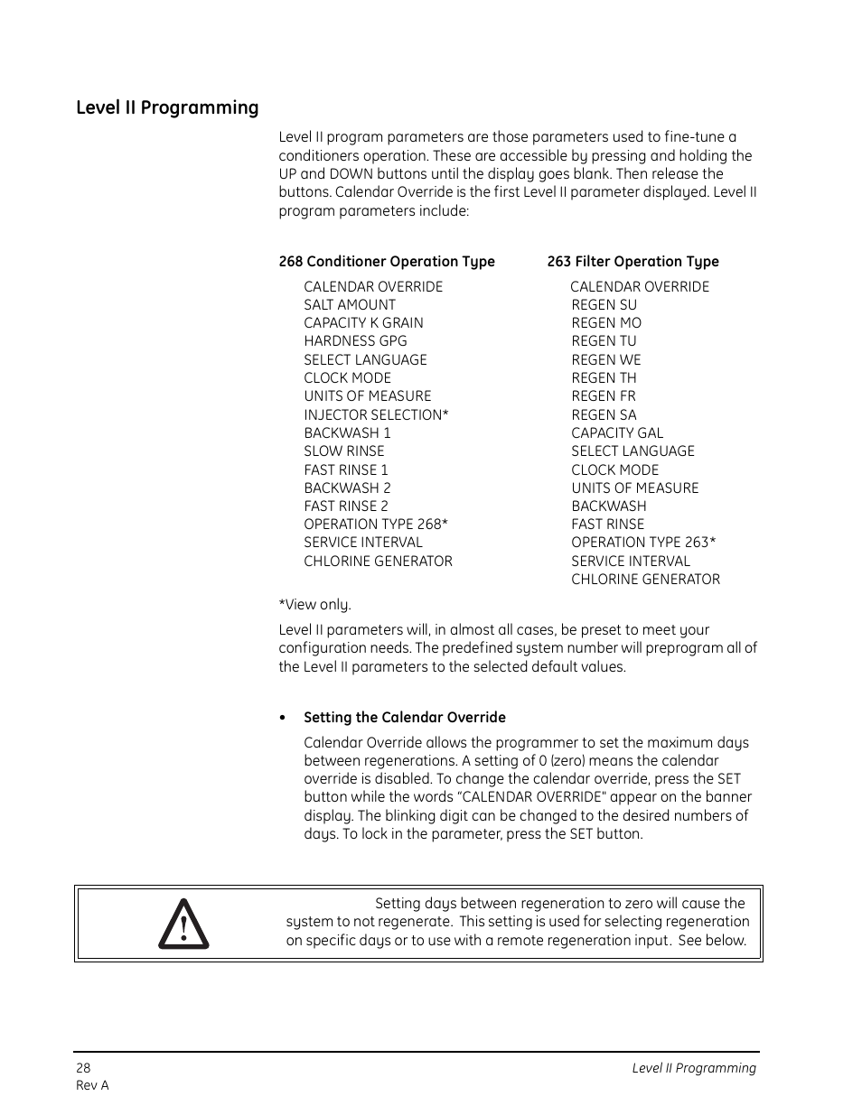 Level ii programming | GE 263 User Manual | Page 28 / 44