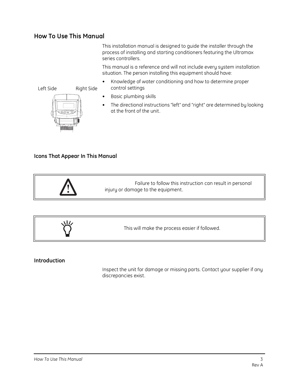 How to use this manual, Icons that appear in this manual, Introduction | GE 263 User Manual | Page 3 / 44