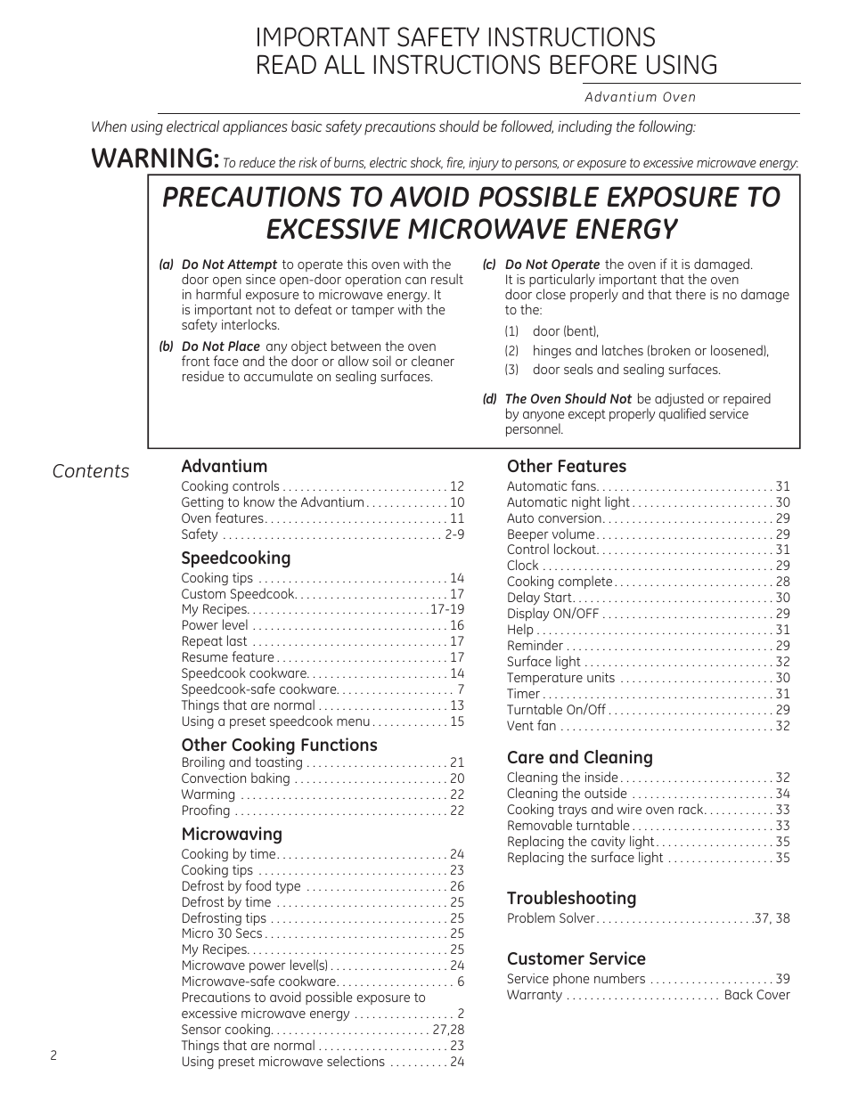 GE ZSA2201 User Manual | Page 2 / 80