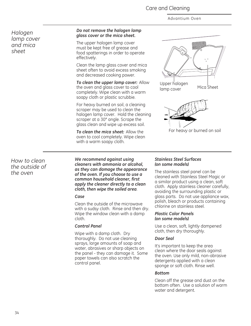 Halogen lamp cover and mica sheet | GE ZSA2201 User Manual | Page 34 / 80