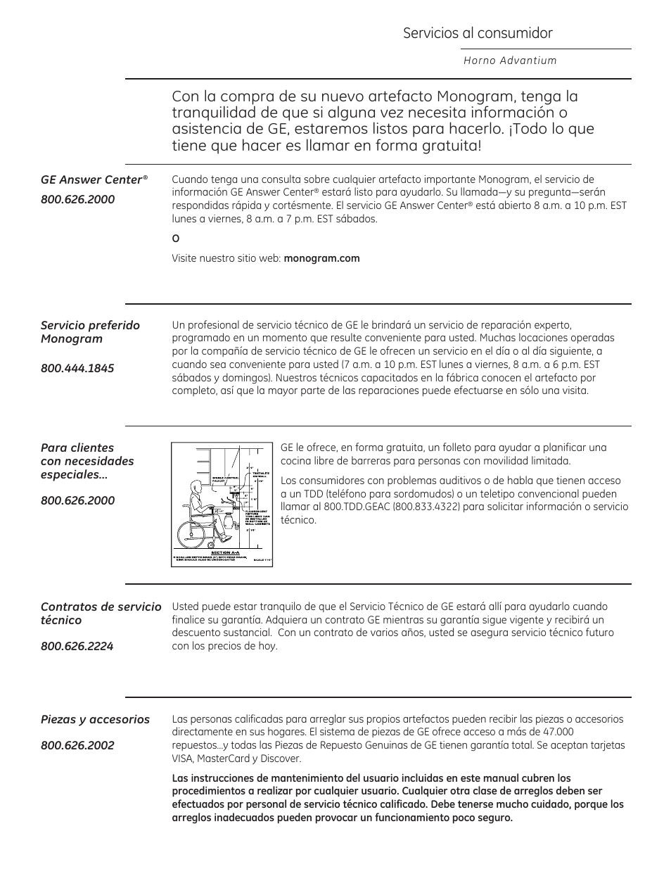 Servicios al consumidor | GE ZSA2201 User Manual | Page 79 / 80