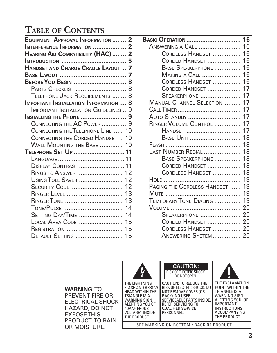 Able, Ontents | GE 27958 User Manual | Page 3 / 96