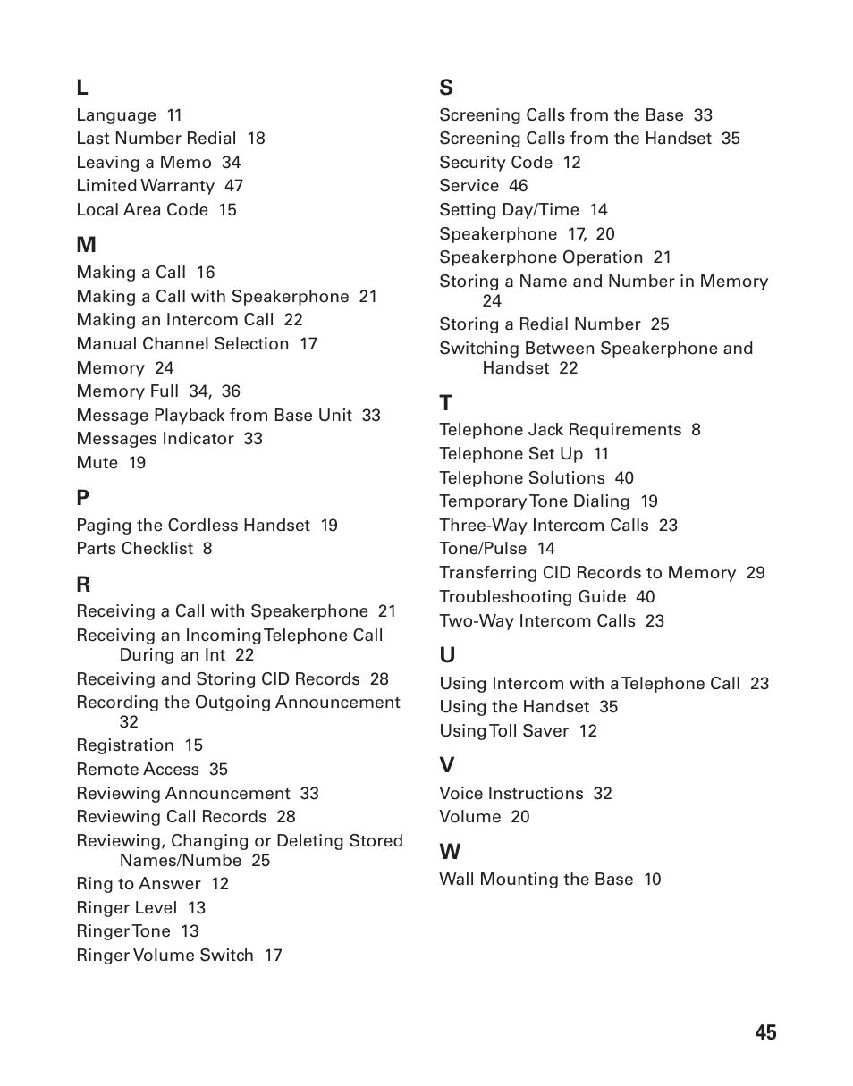 45 l | GE 27958 User Manual | Page 45 / 96