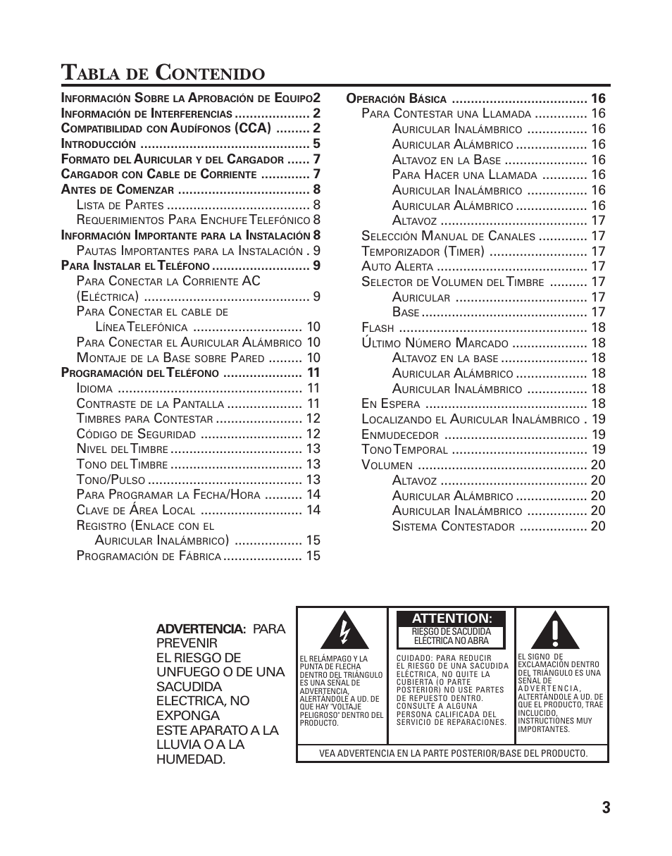 Abla, Ontenido | GE 27958 User Manual | Page 51 / 96