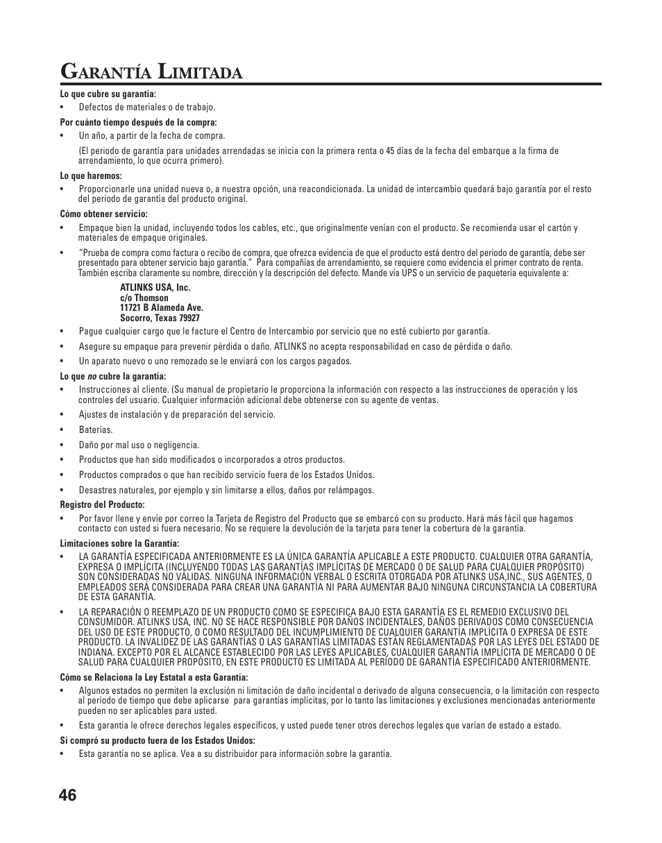 Arantía, Imitada | GE 27958 User Manual | Page 94 / 96