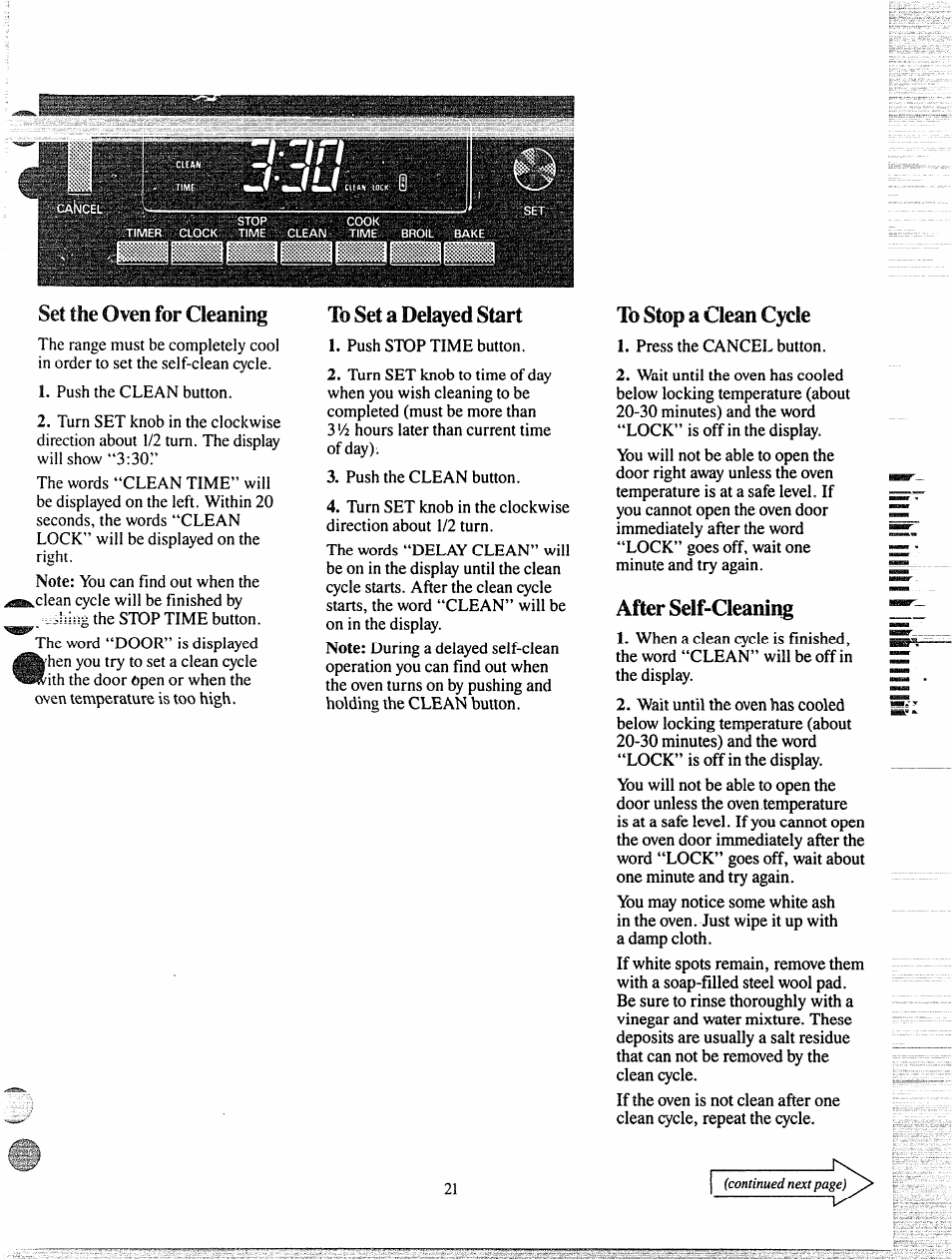 Set the oven for cleaning, To set a delayed start, To stop a clean cycle | After self-cleaning, J'ju, The oven for cleaning | GE 49-4992 User Manual | Page 21 / 28