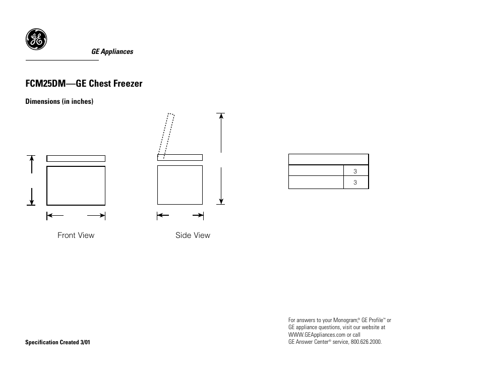 GE FCM25DMWH User Manual | 2 pages