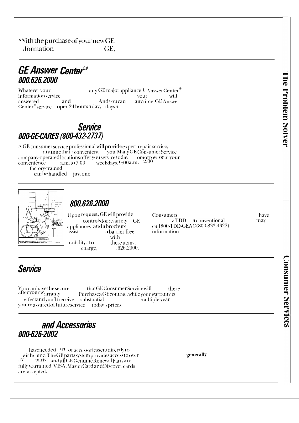 Consumer services, We’ll be there, In-home repair | For customers with special needs, Contracts, Parts | GE 164D2966P126 User Manual | Page 39 / 40