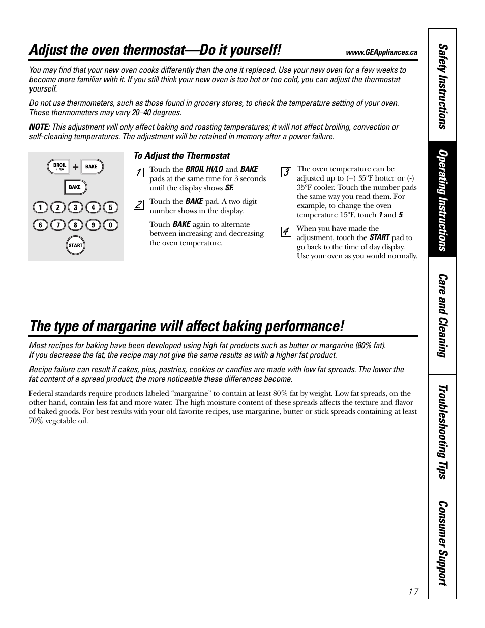 Adjust the oven thermostat—do it yourself | GE JCB968 User Manual | Page 17 / 48