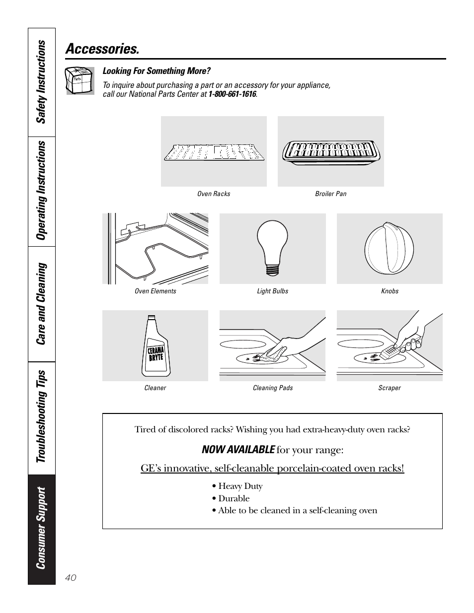 Accessories | GE JCB968 User Manual | Page 40 / 48