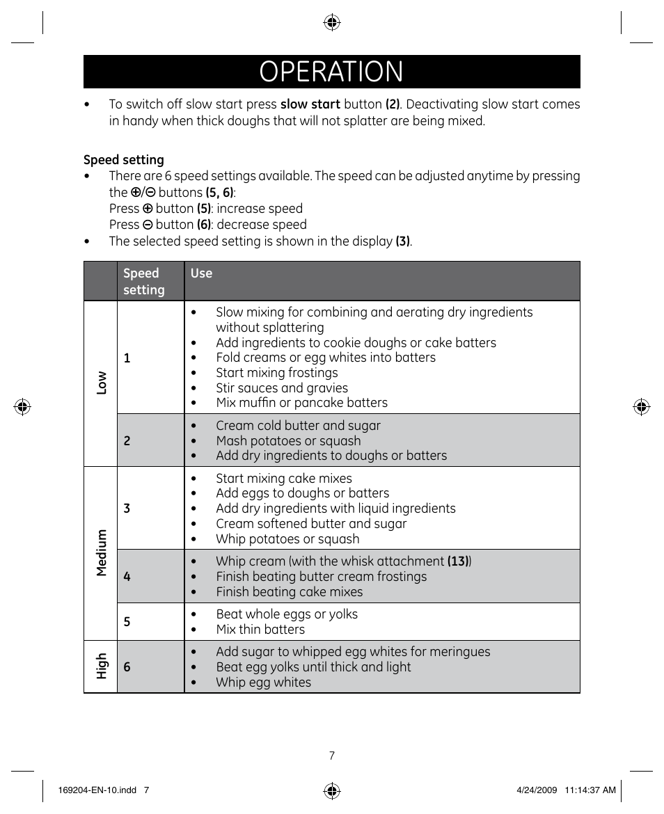 Operation | GE 681131692045 User Manual | Page 7 / 11