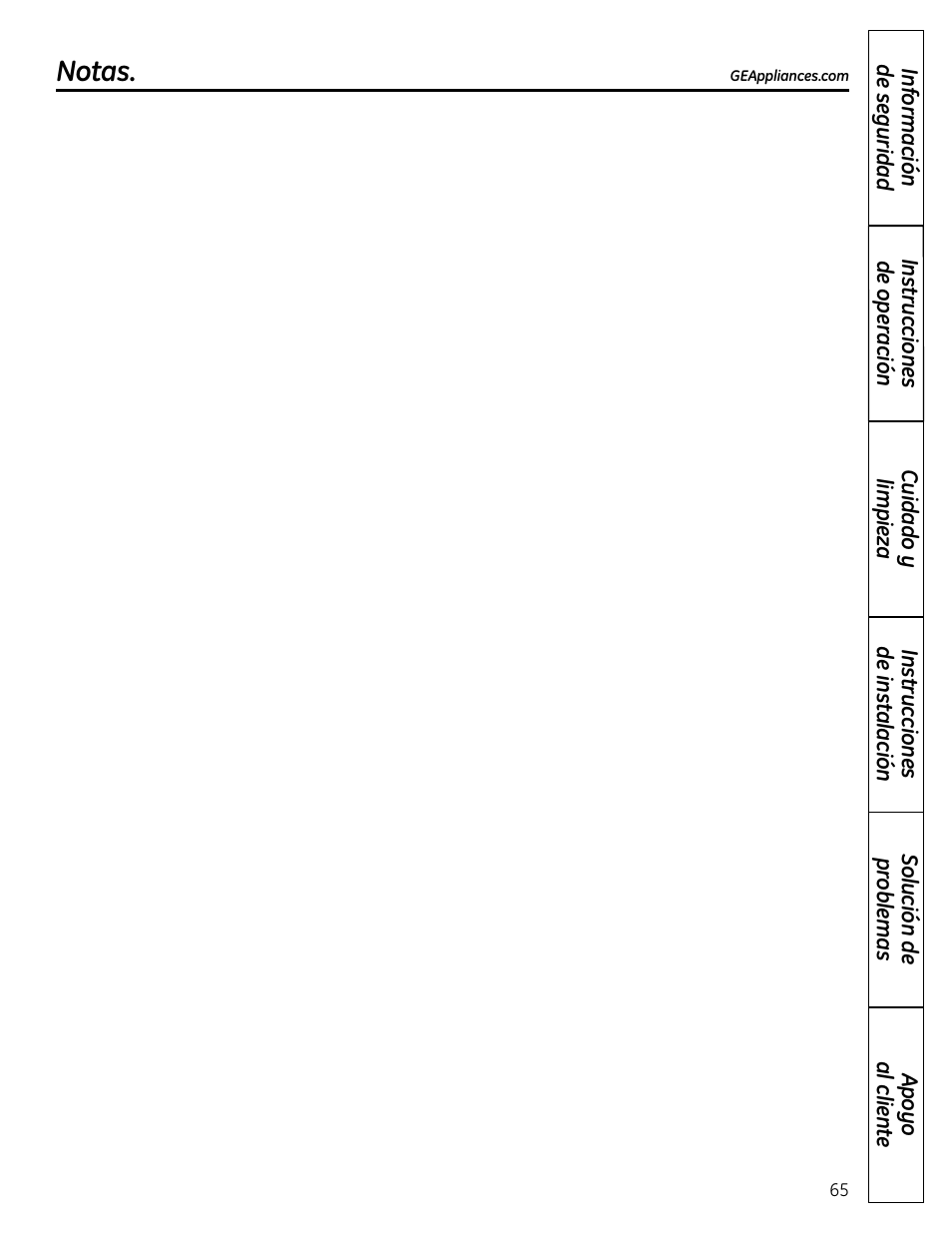 Notas | GE GEH50DNSRSA User Manual | Page 65 / 68