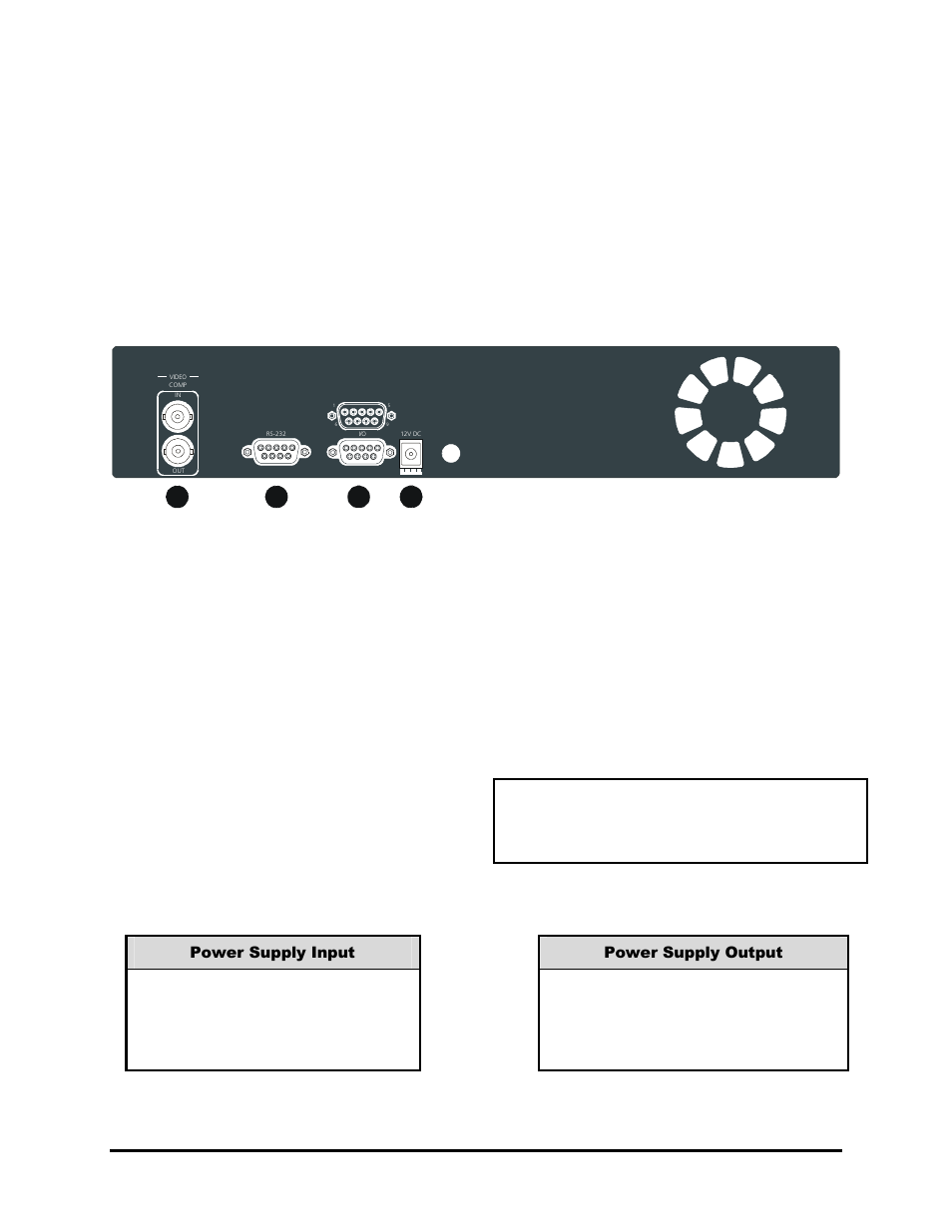 7 back panel connections, Video input and output, Power connector | GE 0150-0255C User Manual | Page 7 / 54