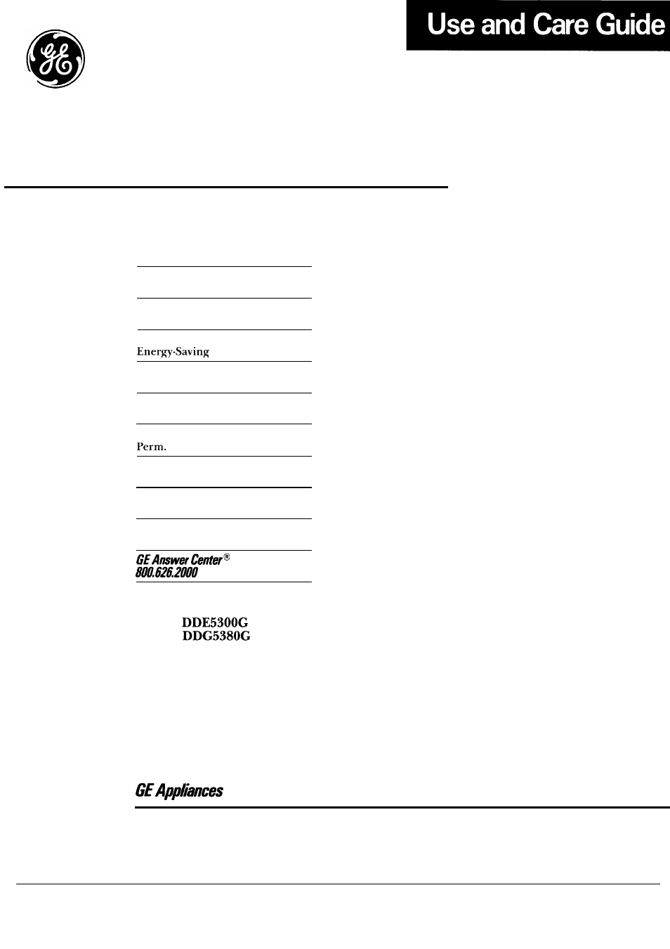 GE DDG5380G User Manual | 16 pages