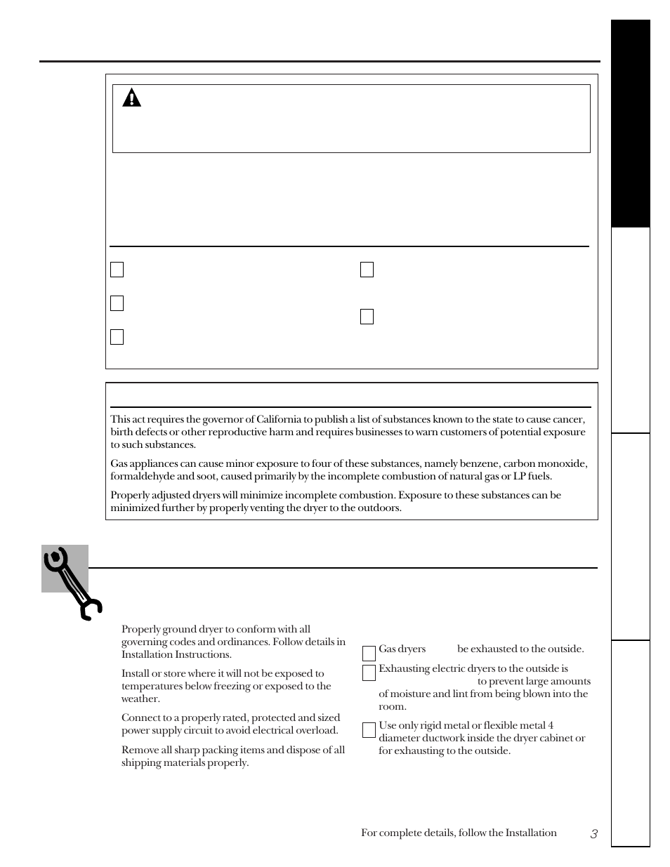 Safety information, Warning, What to do if you smell gas | Proper installation | GE 333 User Manual | Page 3 / 16