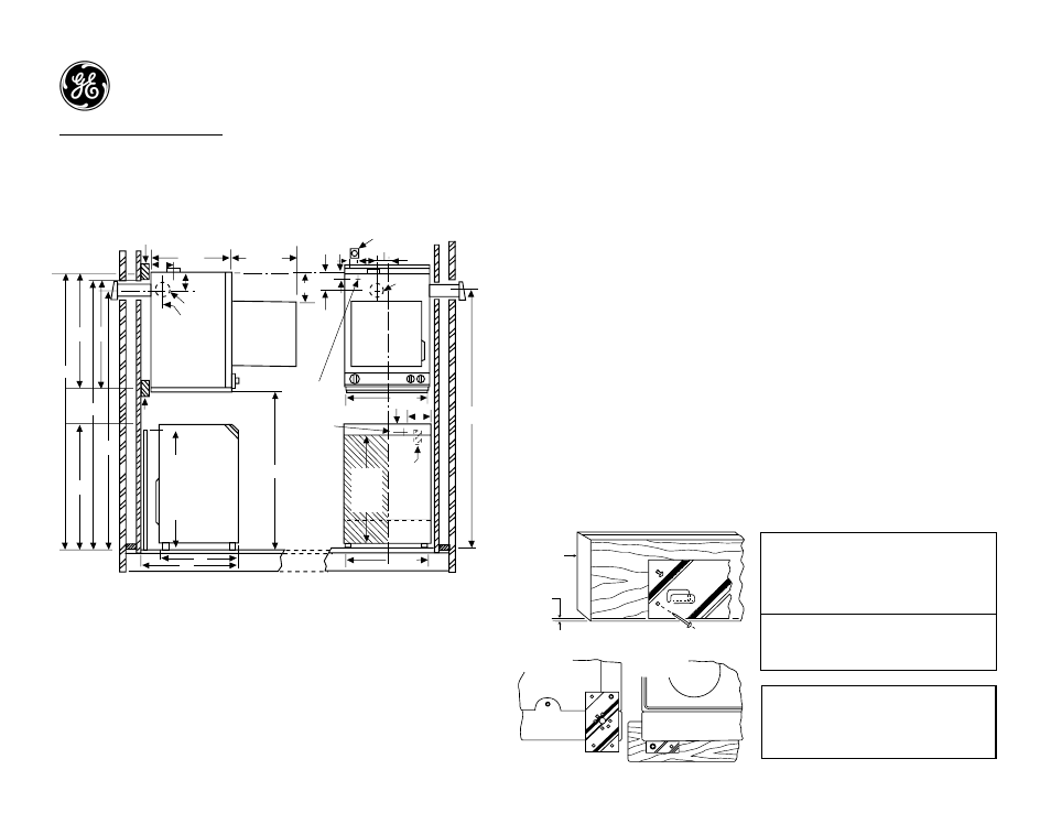 Wsks2060w—ge spacemaker, Stationary washer, Ge appliances | Wmk-35 wall kit installation, Specification revised 8/03, Dryer mounting position, Installation procedure, Figure 1 figure 2 | GE Spacemaker WSKS2060 User Manual | Page 2 / 3