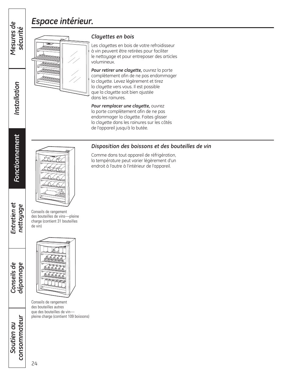 Espace intérieur | GE 197D4613P004 User Manual | Page 24 / 48