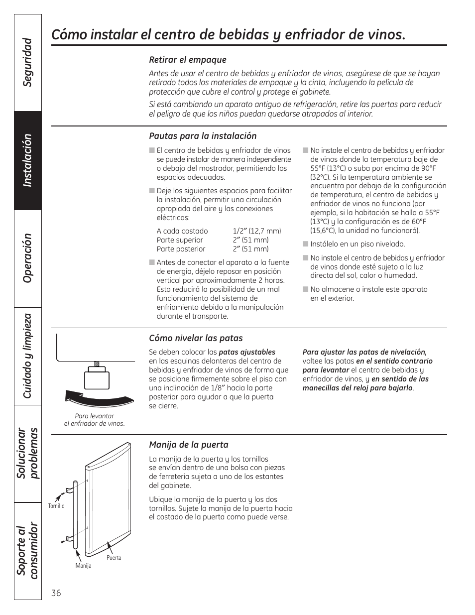 Instrucciones de instalación | GE 197D4613P004 User Manual | Page 36 / 48