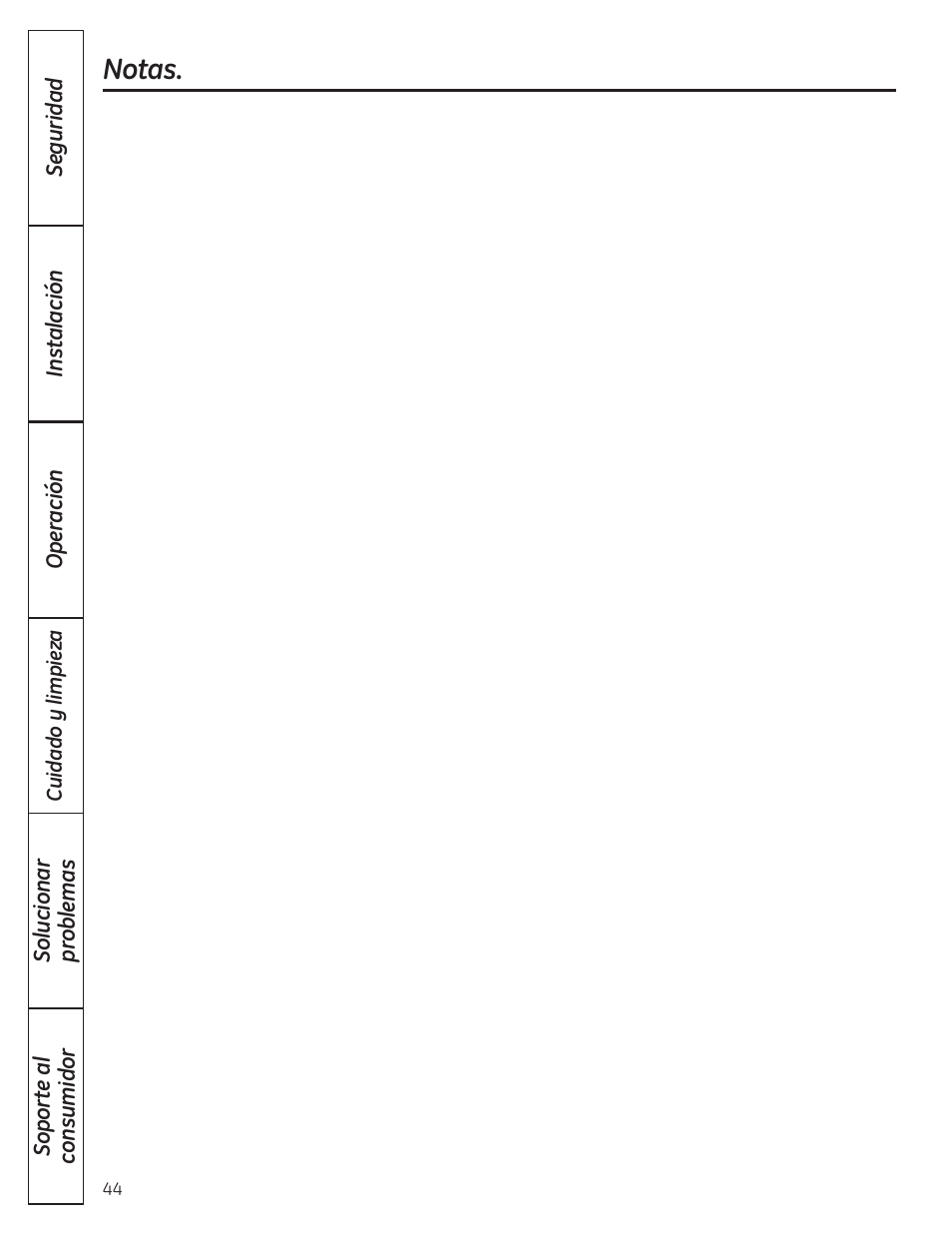 Notas | GE 197D4613P004 User Manual | Page 44 / 48