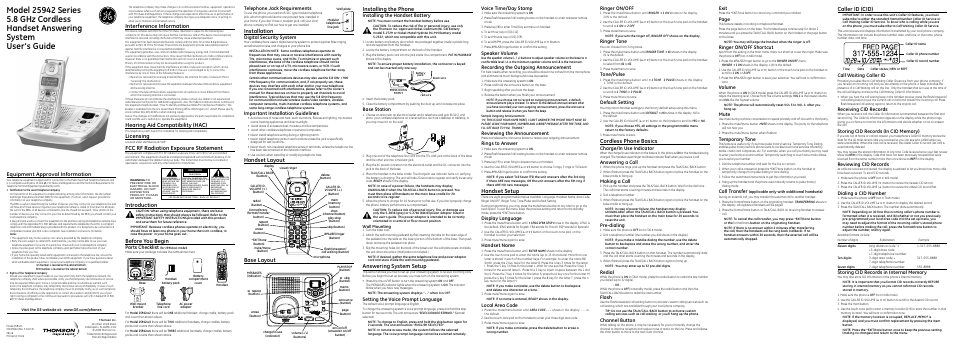 GE 25942xx3 User Manual | 2 pages