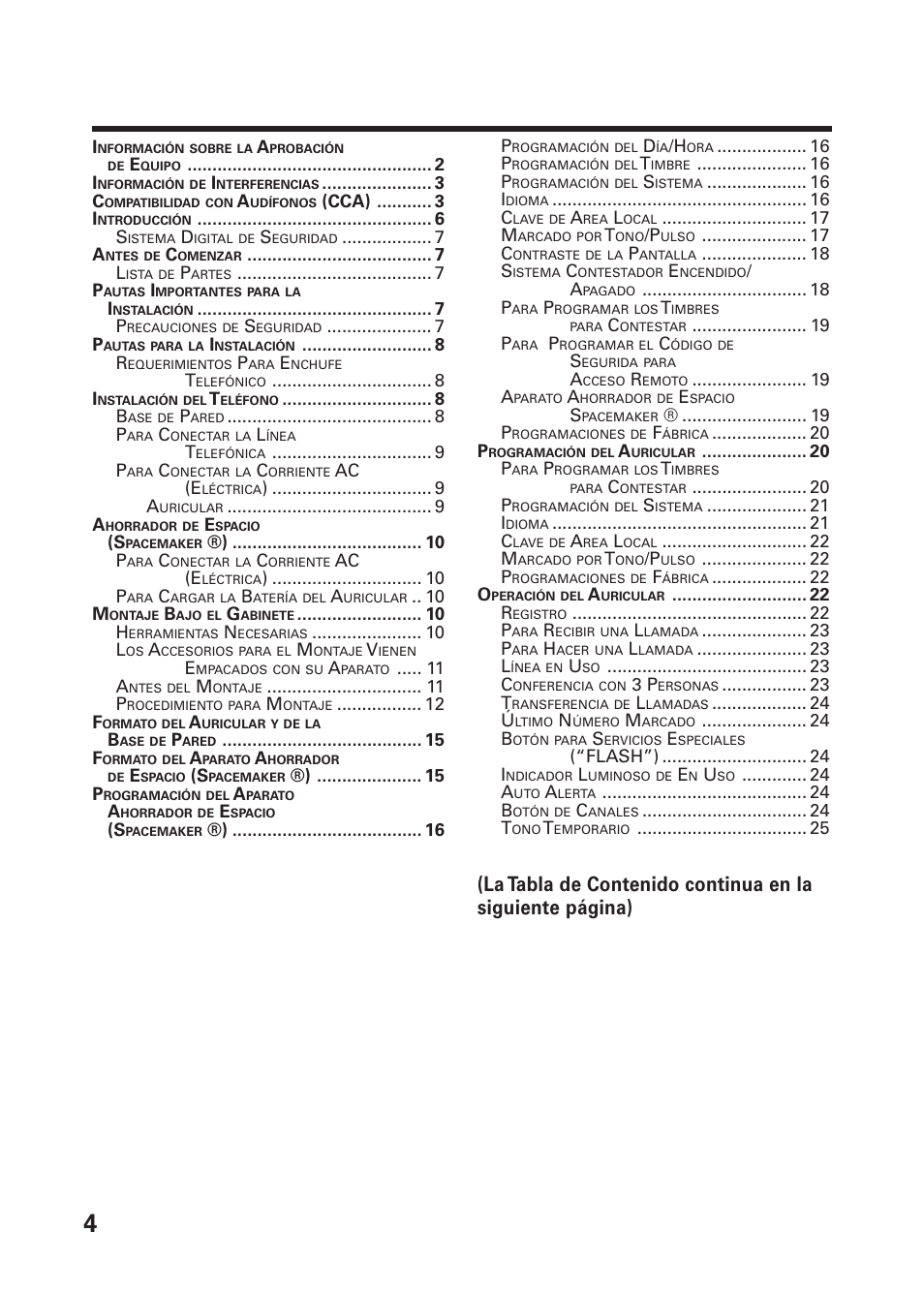 Abla, Ontenido | GE 26976 User Manual | Page 54 / 100