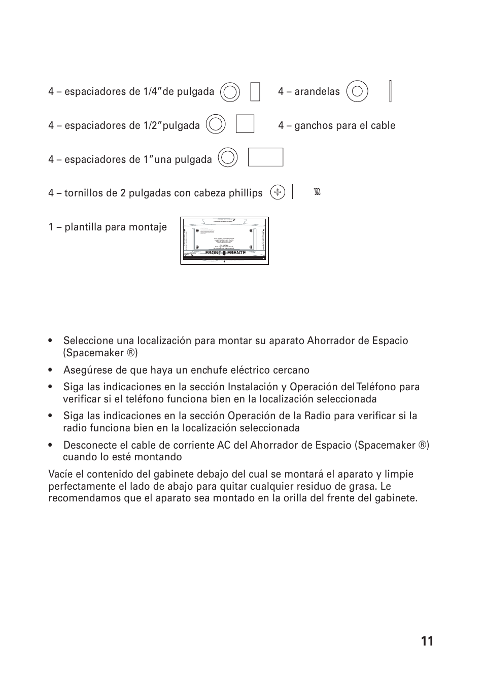 Ccesorios, Para, Ontaje | Ienen, Mpacados, Con su, Parato, Ntes | GE 26976 User Manual | Page 61 / 100