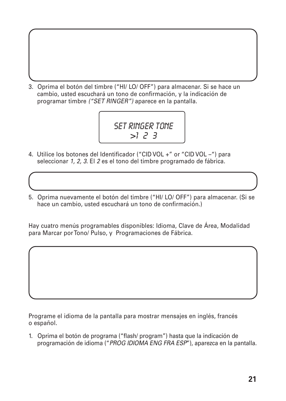 Set ringer tone >1 2 3 | GE 26976 User Manual | Page 71 / 100