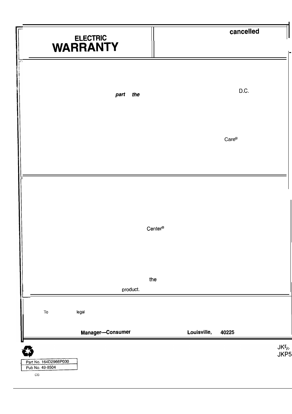 Staple, What is not covered | GE 164D2966P030 User Manual | Page 40 / 40