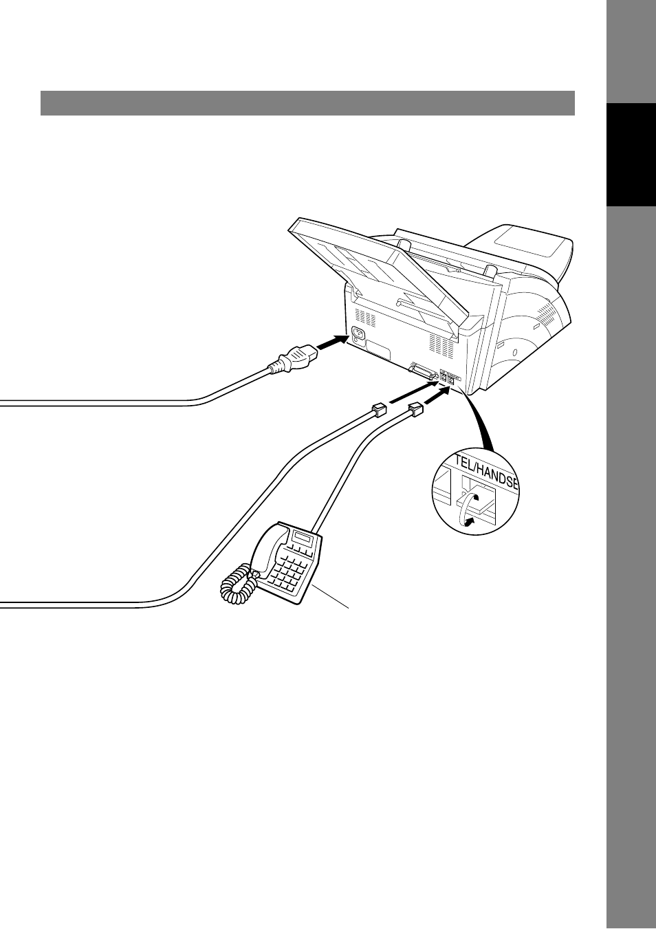 Connecting the telephone line cable and power cord | GE UF-4000 User Manual | Page 19 / 120