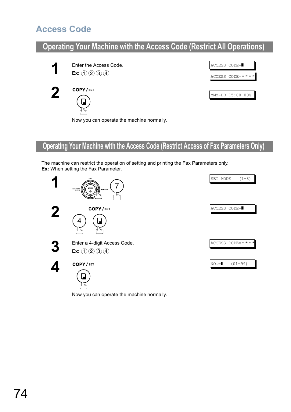 Access code | GE UF-4000 User Manual | Page 74 / 120