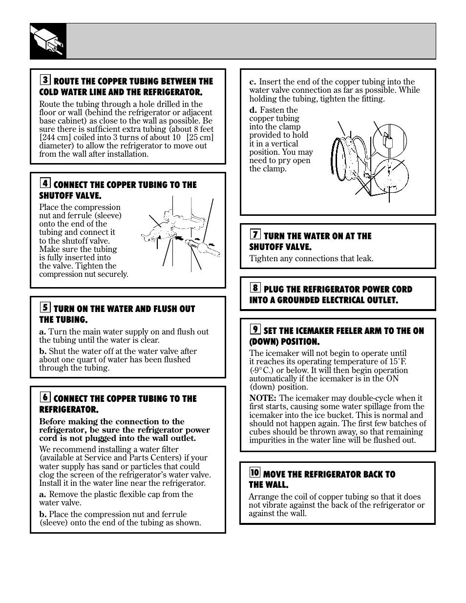 22 water line installation instructions | GE 19 User Manual | Page 22 / 32