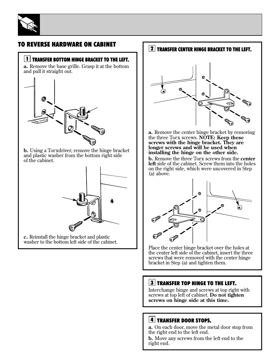 24 reversing the door swing | GE 19 User Manual | Page 24 / 32