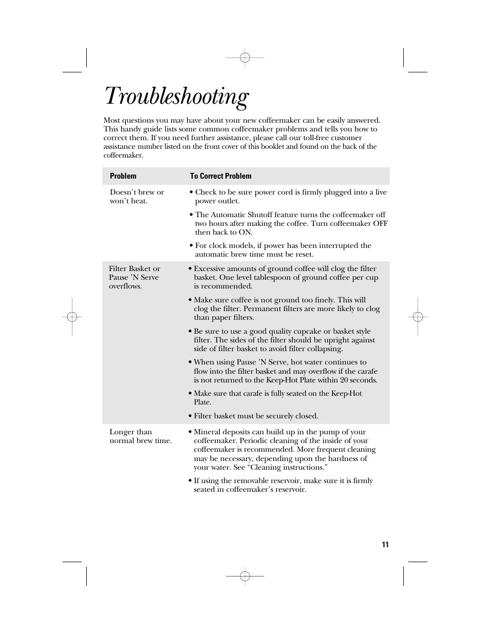 Troubleshooting | GE 840092200 User Manual | Page 11 / 24