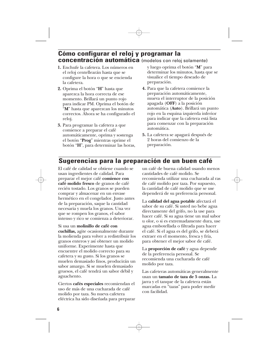 Sugerencias para la preparación de un buen café | GE 840092200 User Manual | Page 18 / 24