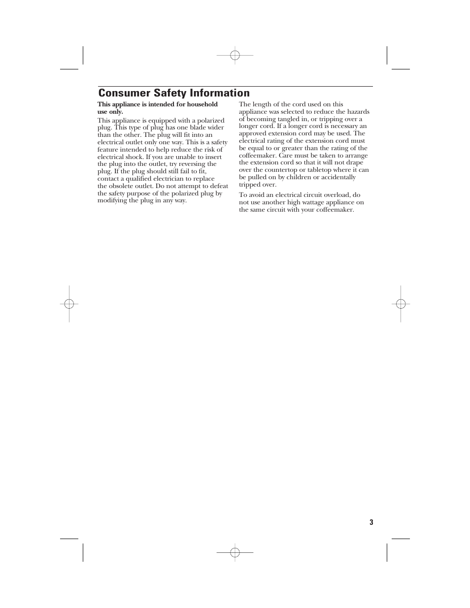 Consumer safety information | GE 840092200 User Manual | Page 3 / 24