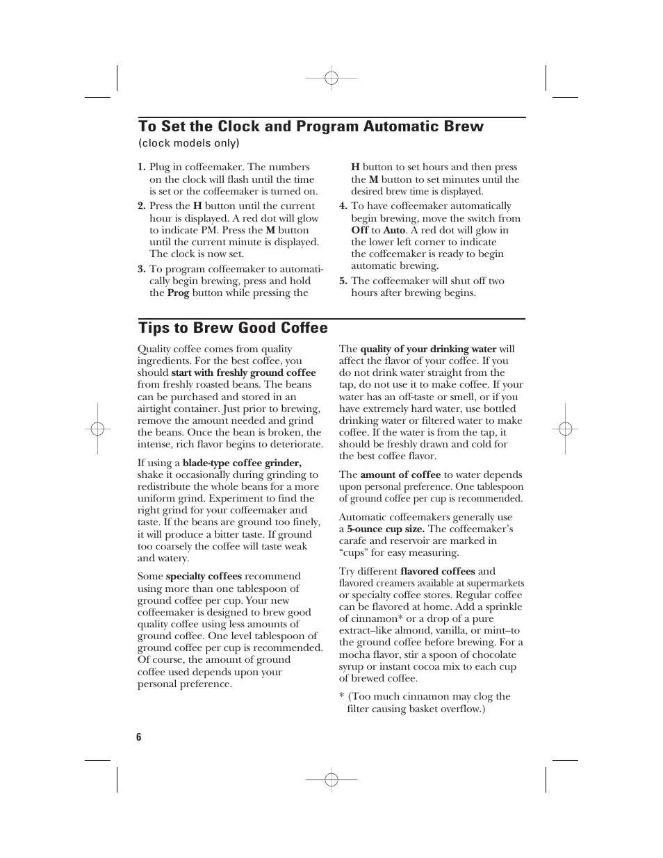Tips to brew good coffee | GE 840092200 User Manual | Page 6 / 24