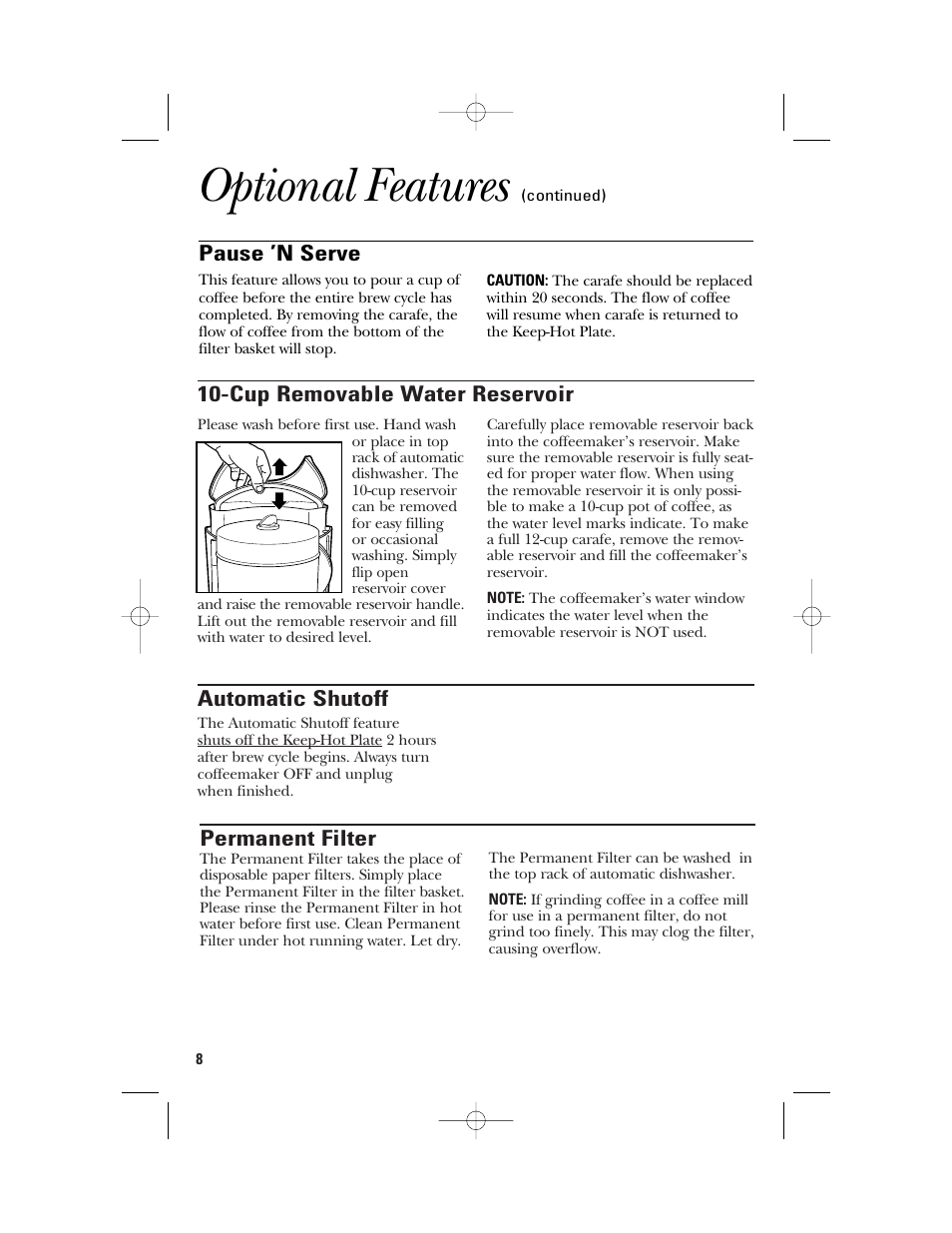 Optional features | GE 840092200 User Manual | Page 8 / 24