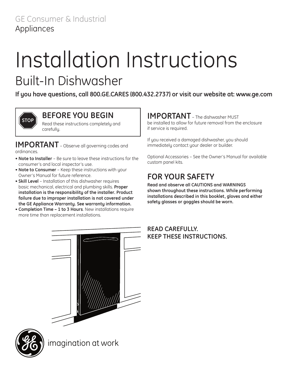 GE Built-In Dishwasher User Manual | 12 pages